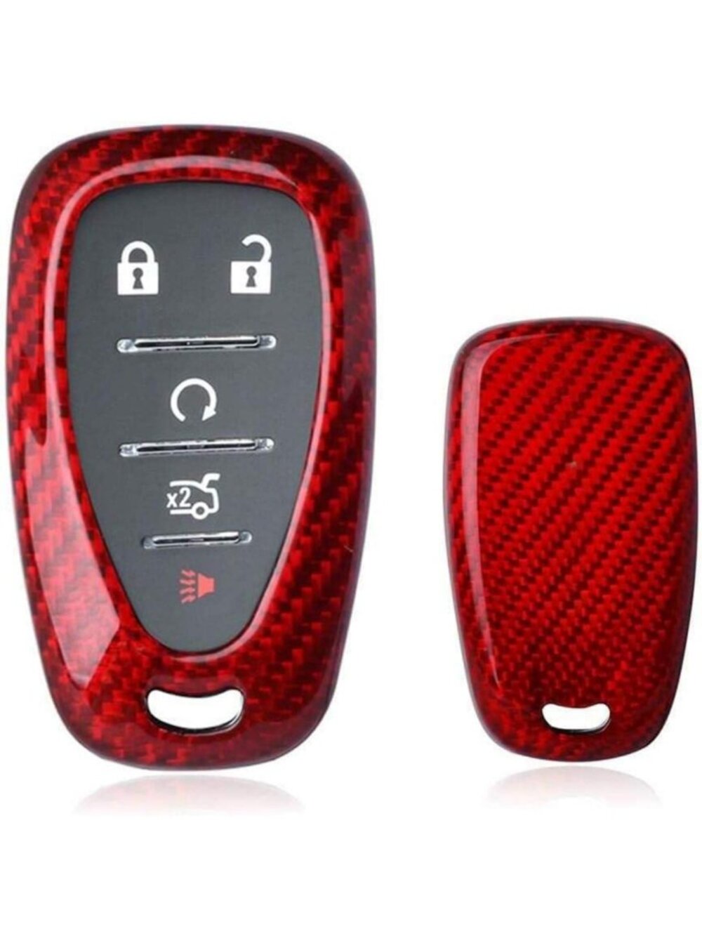 Red Carbon Fiber Key Fob Cover Case for Chevy Camaro, Malibu, Cruze, Spark, Volt